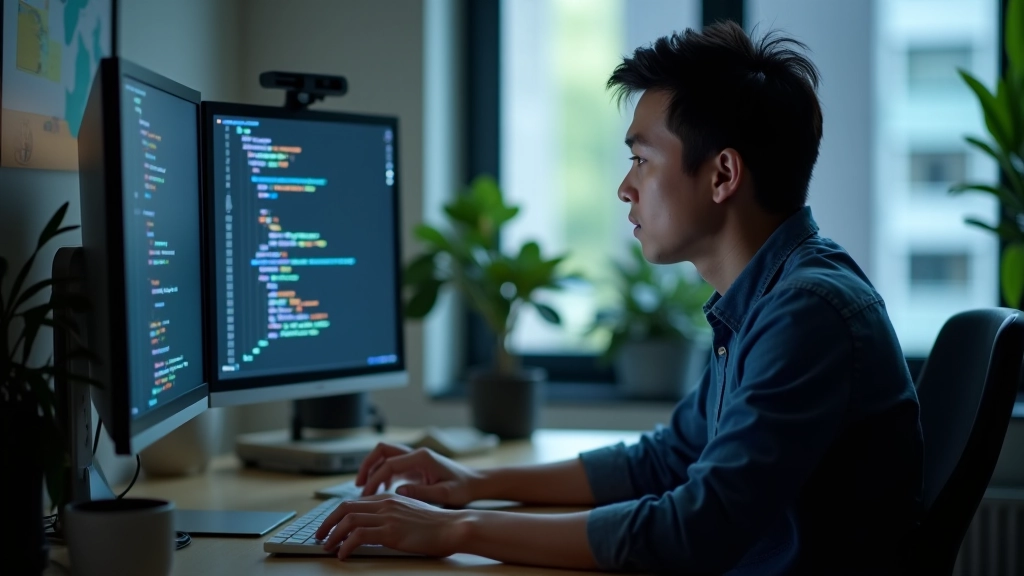 Designer reviewing typography on computer monitor with accessibility checklist visible