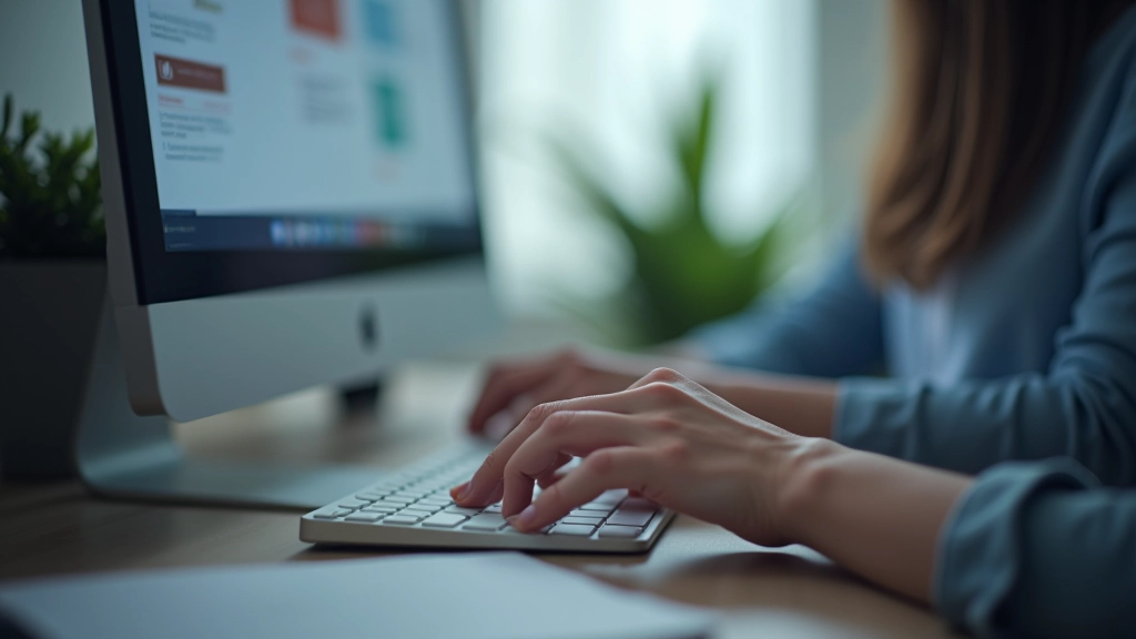 Person using keyboard to navigate a website interface, focusing on the Tab key